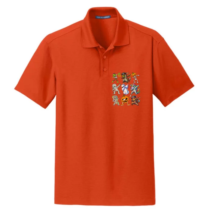 2024 Halloween Squad Dabbing Halloween Funny Gift Dry Zone Grid Performance Polo