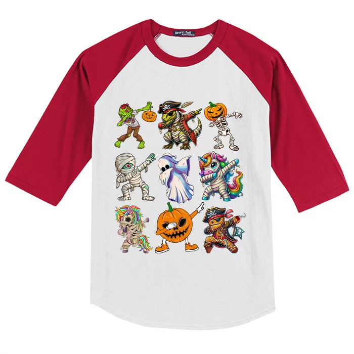 2024 Halloween Squad Dabbing Halloween Funny Gift Kids Colorblock Raglan Jersey