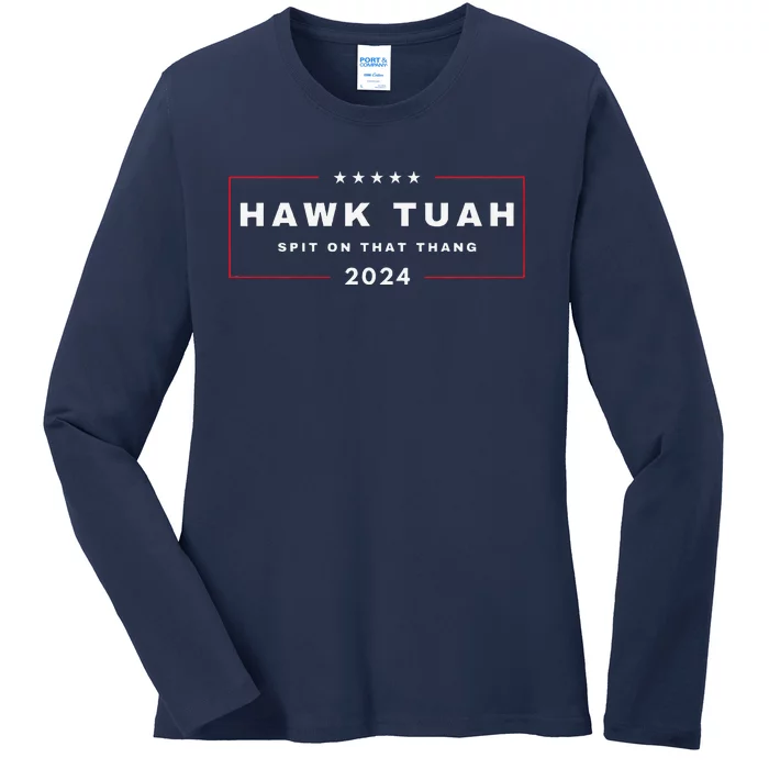 2024 Hawk Tush Spit On That Thang Viral 4th Of July 2024 Ladies Long Sleeve Shirt