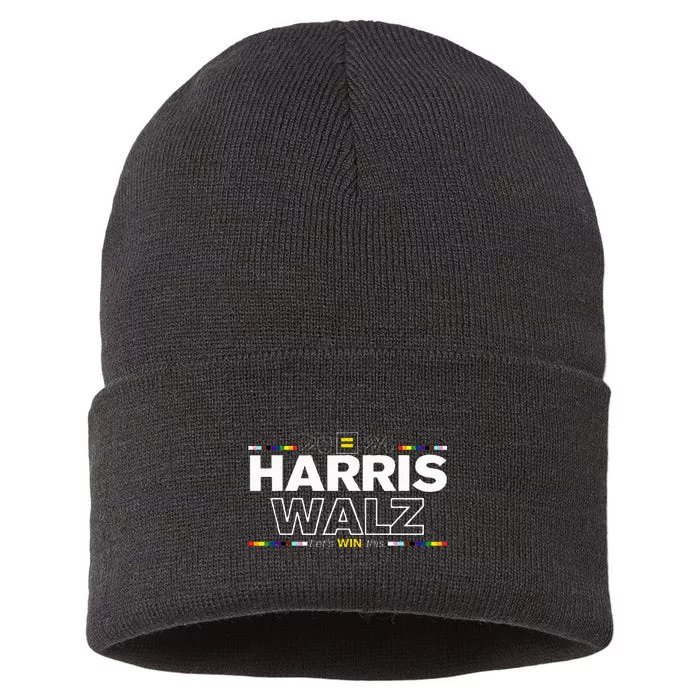 2024 Harris Waiz LetS Win This Election President 2024 Sustainable Knit Beanie