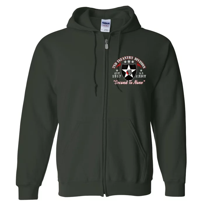 2nd Infantry Division Shirts Second To None Full Zip Hoodie