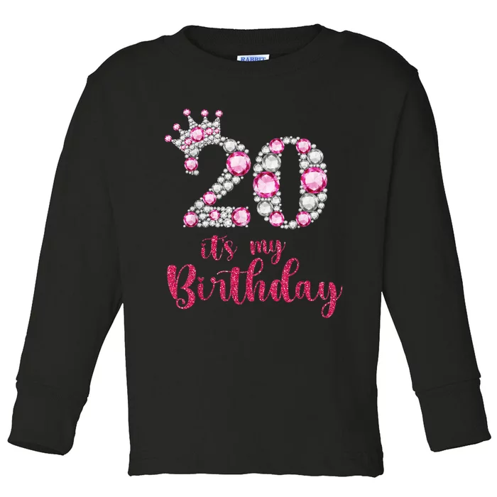 20 It's My Birthday 20th Birthday 20 Years Old Bday Toddler Long Sleeve Shirt