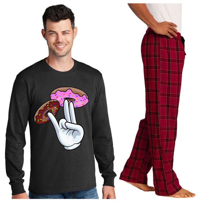 2 In The Pink 1 In The Stink I Dirty Donuts Hand Humor Long Sleeve Pajama Set