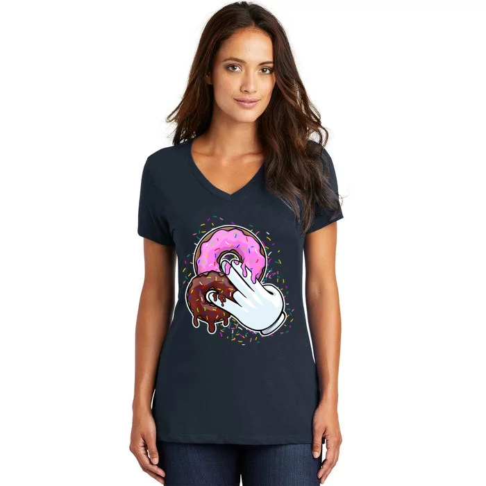 2 In The Pink 1 In The Stink Donut Sex Dirty Humor Christmas Women's V-Neck T-Shirt