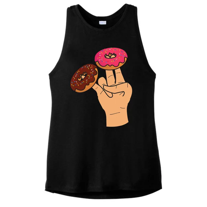 2 In The Pink 1 In The Stink Dirty Humor Donut Ladies Tri-Blend Wicking Tank