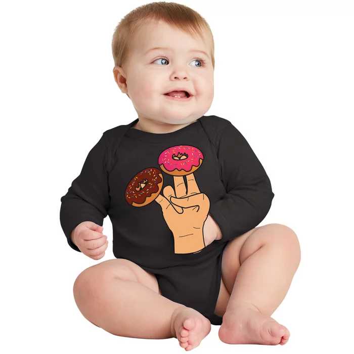 2 In The Pink 1 In The Stink Dirty Humor Donut Baby Long Sleeve Bodysuit