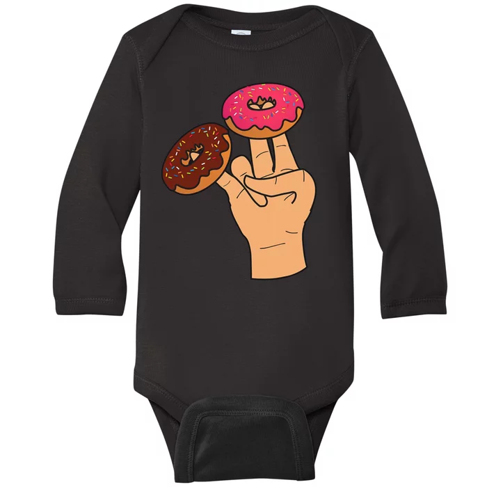 2 In The Pink 1 In The Stink Dirty Humor Donut Baby Long Sleeve Bodysuit