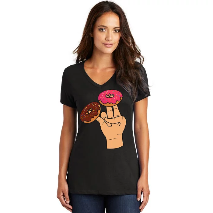 2 In The Pink 1 In The Stink Dirty Humor Donut Women's V-Neck T-Shirt