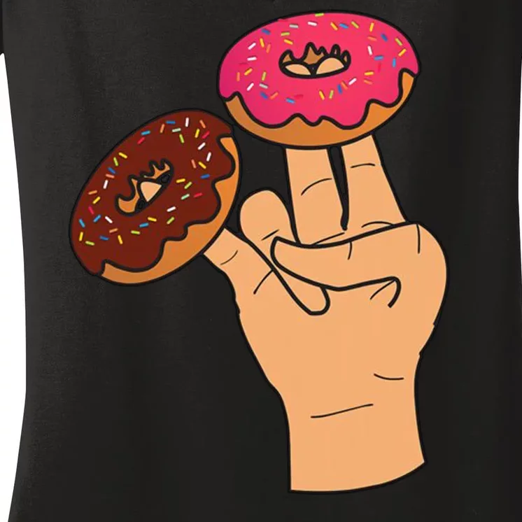 2 In The Pink 1 In The Stink Dirty Humor Donut Women's V-Neck T-Shirt