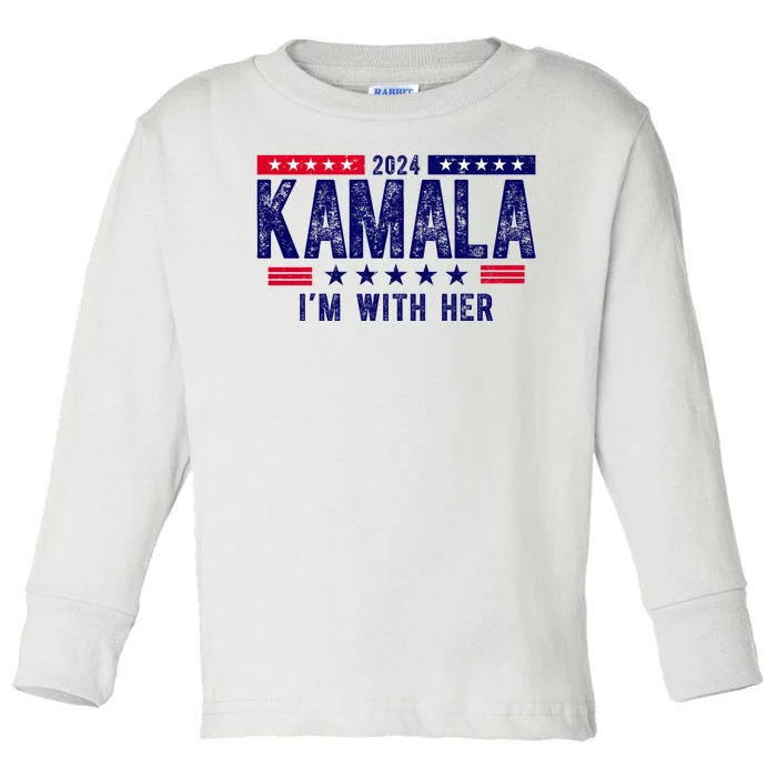 2024 Kamala Im With Her Vintage Election Toddler Long Sleeve Shirt