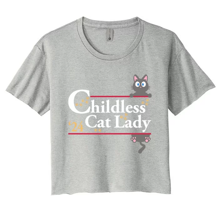 2024 Less Cat Lady For President Funny Gift Women's Crop Top Tee