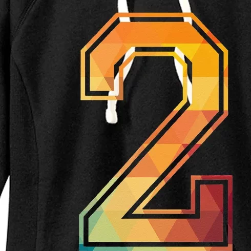 2 Lucky Number Sports Team Low Poly Year Age 2nd Birthday Women's Fleece Hoodie