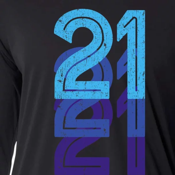 21 Lucky Number 21st Year Birthday Age Sports Team Cooling Performance Long Sleeve Crew