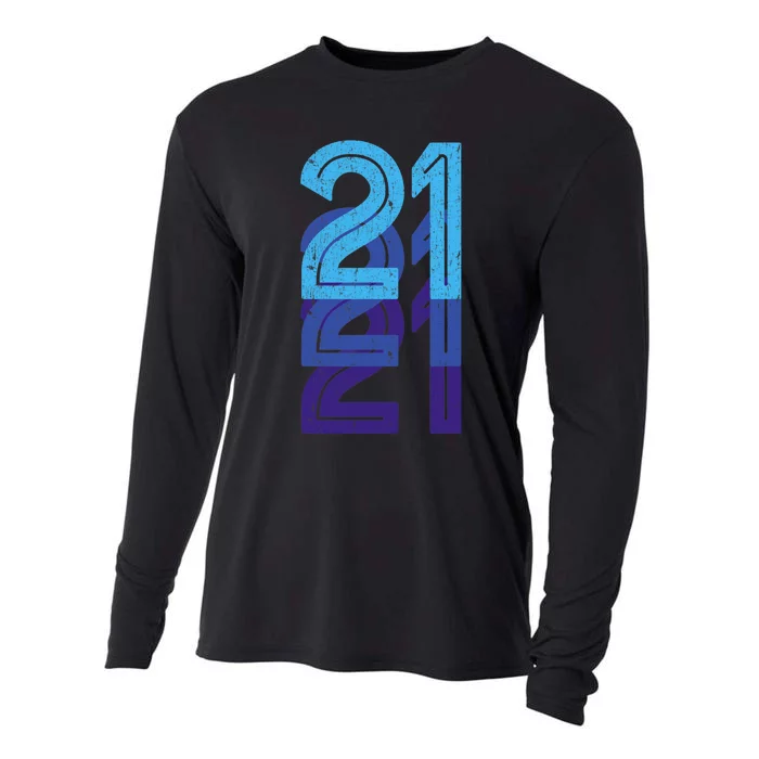 21 Lucky Number 21st Year Birthday Age Sports Team Cooling Performance Long Sleeve Crew