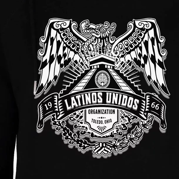 23 latinos unidos eagle temple front Womens Funnel Neck Pullover Hood