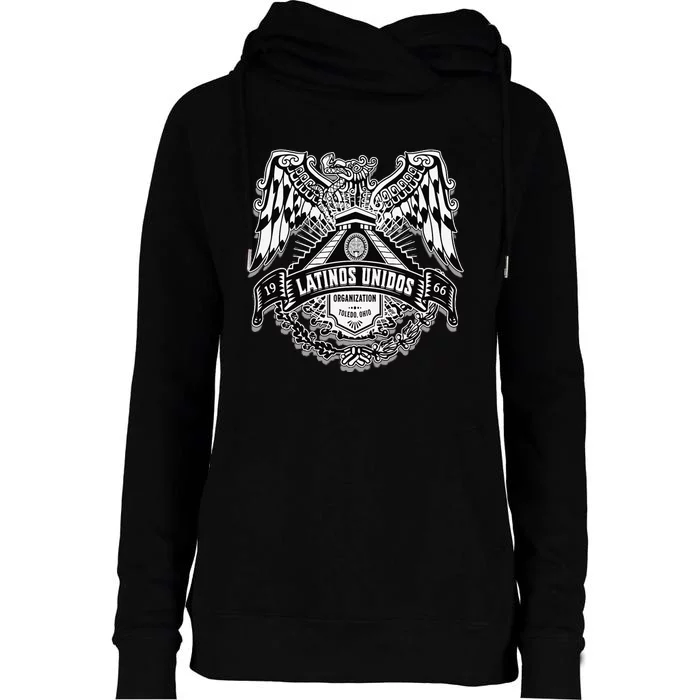 23 latinos unidos eagle temple front Womens Funnel Neck Pullover Hood