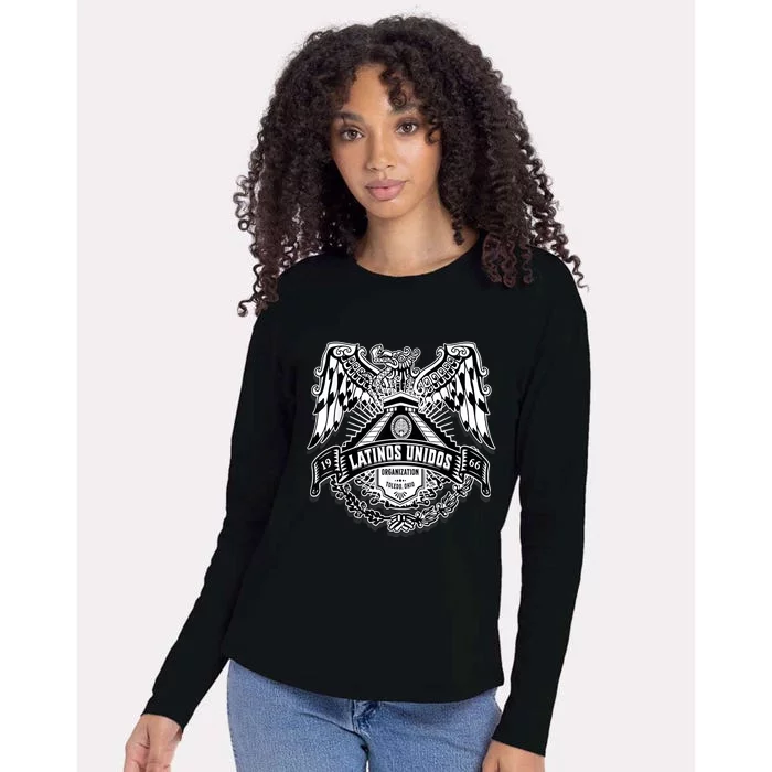 23 Latinos Unidos Eagle Temple Womens Cotton Relaxed Long Sleeve T-Shirt