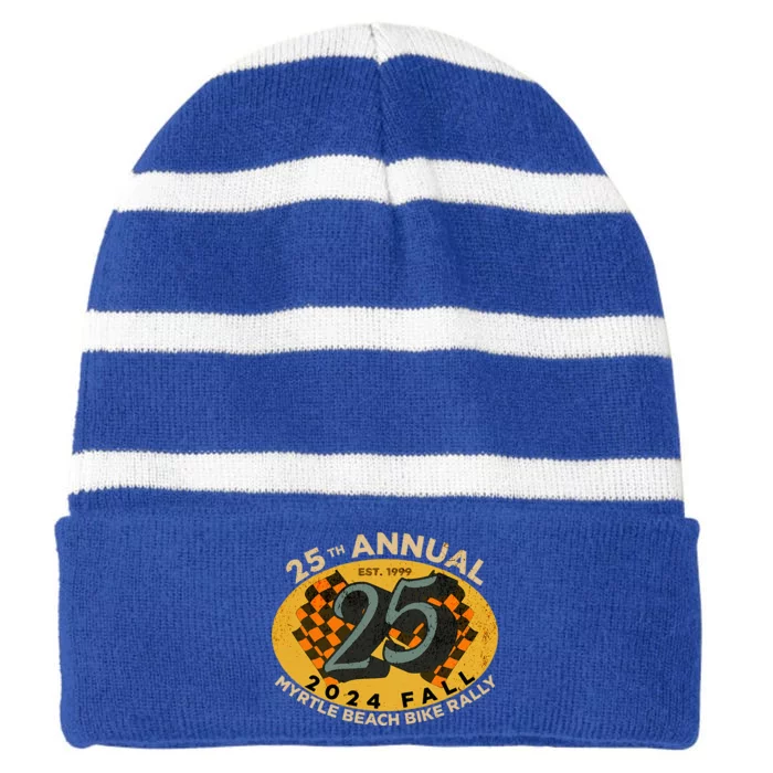 2024 Myrtle Beach Bike Rally Fall 25th Annual Striped Beanie with Solid Band