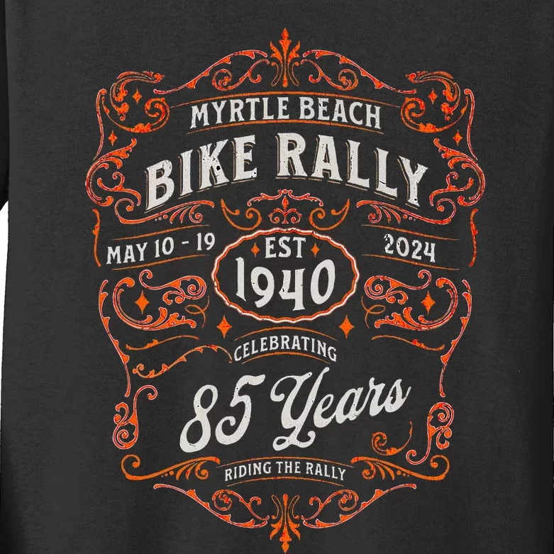 2024 Myrtle Beach Bike Rally Celebrating 85 Years Kids Long Sleeve Shirt