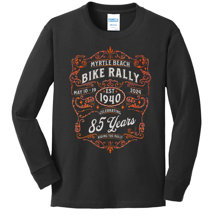 2024 Myrtle Beach Bike Rally Celebrating 85 Years Kids Long Sleeve Shirt