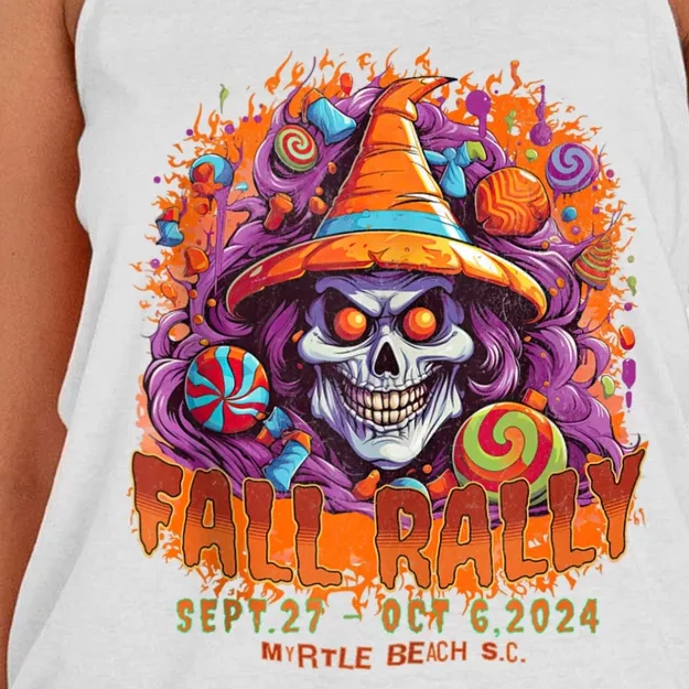 2024 Myrtle Beach Bike Rally Fall Rally Front Art Women's Knotted Racerback Tank