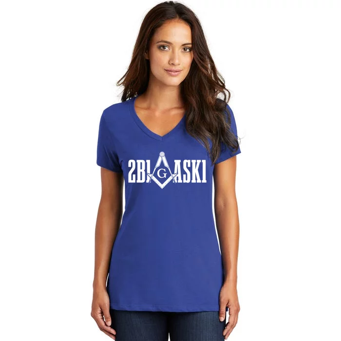 2b1ask1 Mason Freemason Masonic Square And Compass Meaningful Gift Women's V-Neck T-Shirt