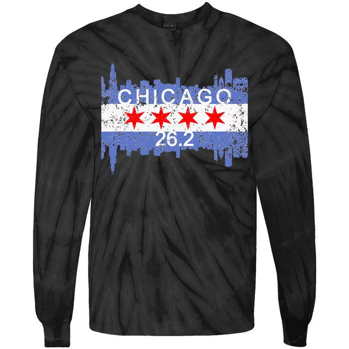 26.2 Mile Marathon Runnerchicago Running Tie-Dye Long Sleeve Shirt