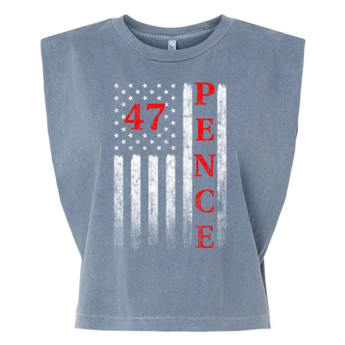 2024 Mike Pence American Flag Vintage Faded Distressed Garment-Dyed Women's Muscle Tee