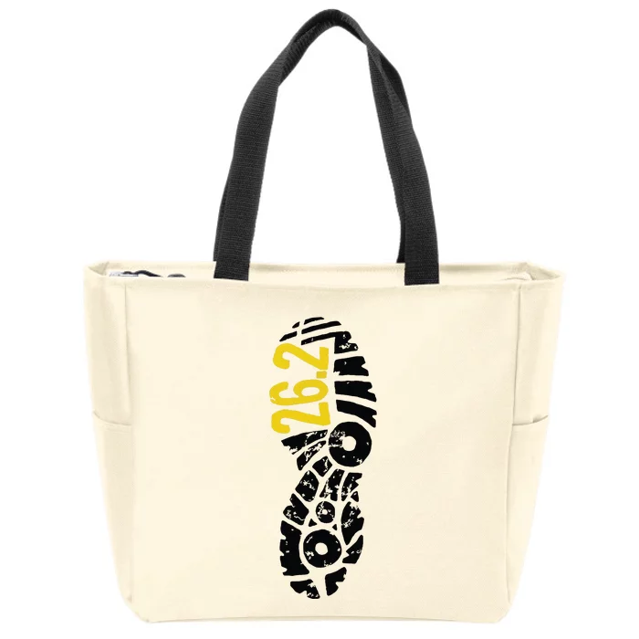 262 Marathon Runner Footprint Zip Tote Bag