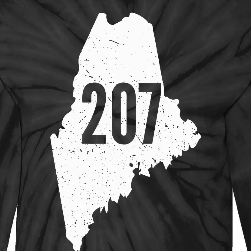 207 Maine State Area Code Outline Pride Tie-Dye Long Sleeve Shirt