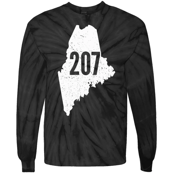 207 Maine State Area Code Outline Pride Tie-Dye Long Sleeve Shirt