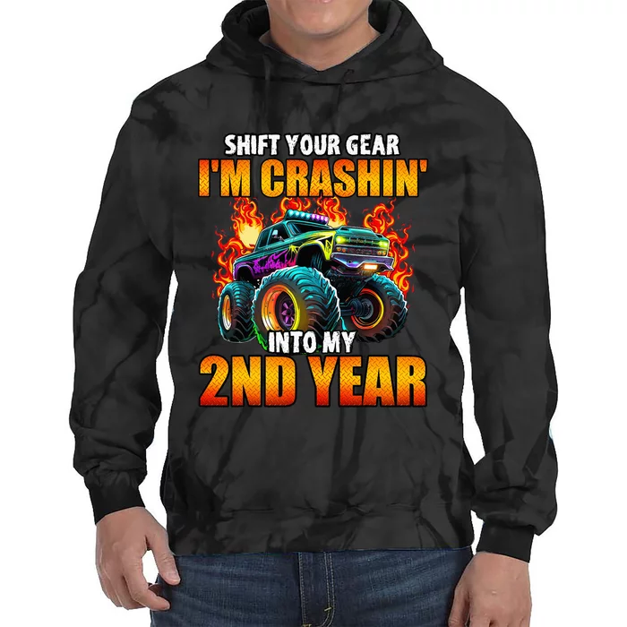 2nd Monster Truck Birthday Party Birthday Tie Dye Hoodie