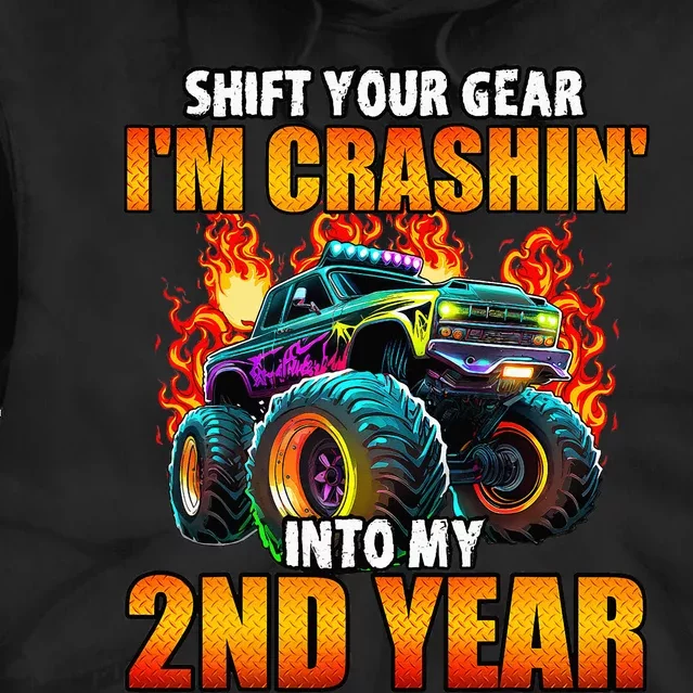 2nd Monster Truck Birthday Party Birthday Tie Dye Hoodie