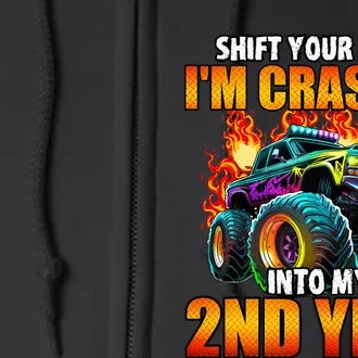 2nd Monster Truck Birthday Party Birthday Full Zip Hoodie