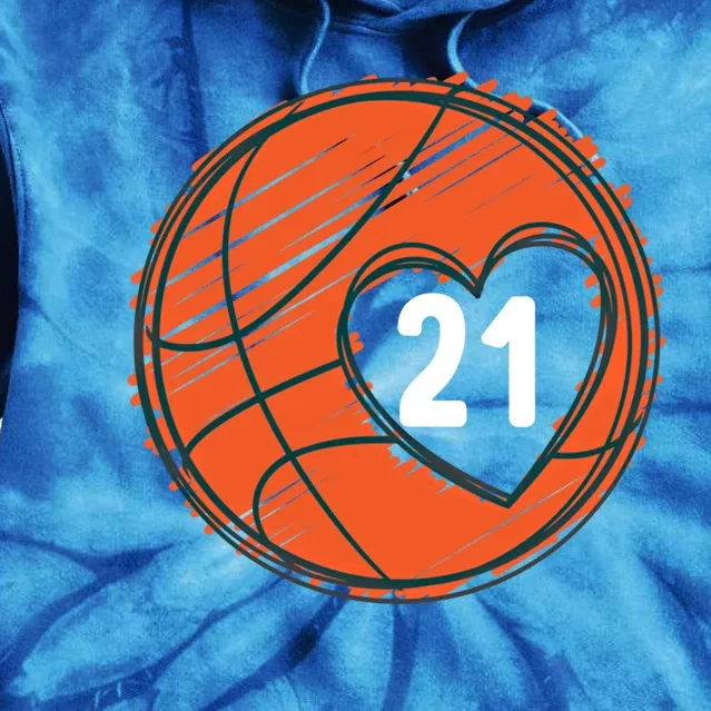 #21 Number 21 Gift Basketball Graphic Saying Ball Bball Cute Funny Gift Tie Dye Hoodie