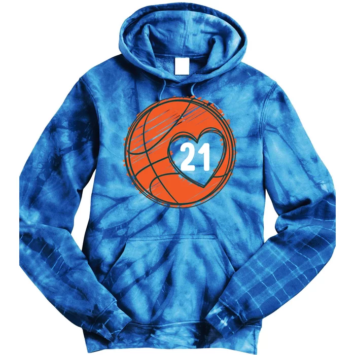 #21 Number 21 Gift Basketball Graphic Saying Ball Bball Cute Funny Gift Tie Dye Hoodie