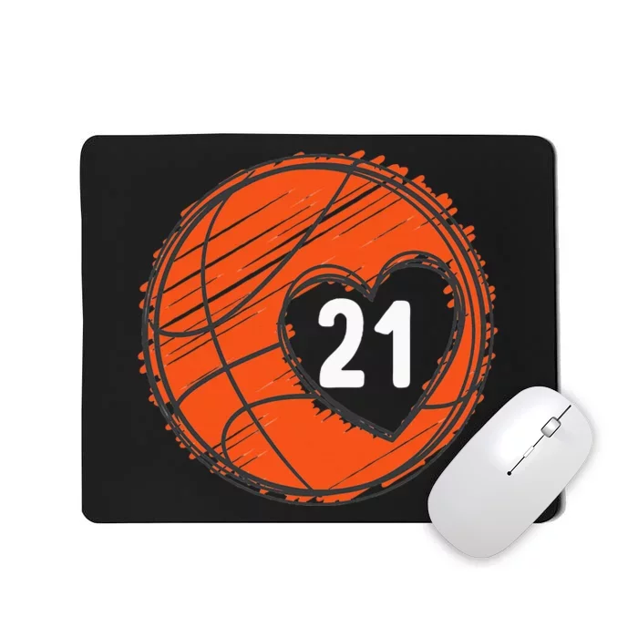 21 Number 21 Basketball Graphic Saying Ball Bball Cute Mousepad