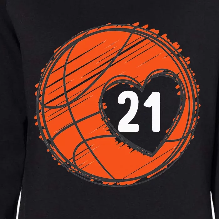 21 Number 21 Basketball Graphic Saying Ball Bball Cute Womens California Wash Sweatshirt