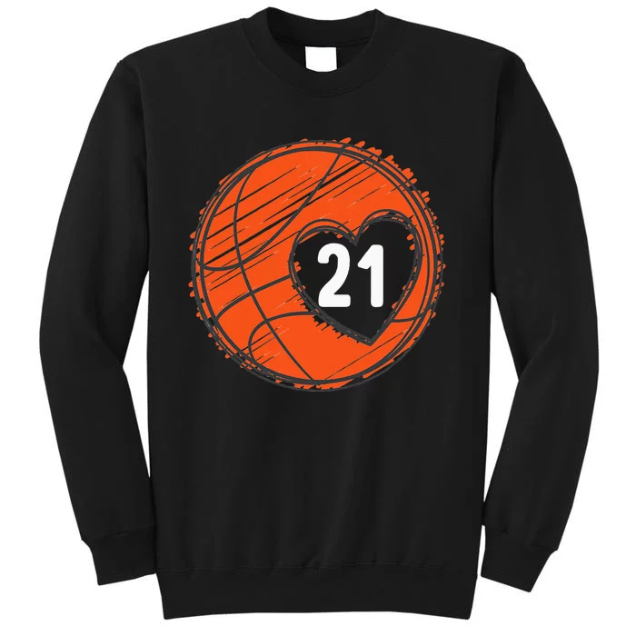 21 Number 21 Basketball Graphic Saying Ball Bball Cute Tall Sweatshirt