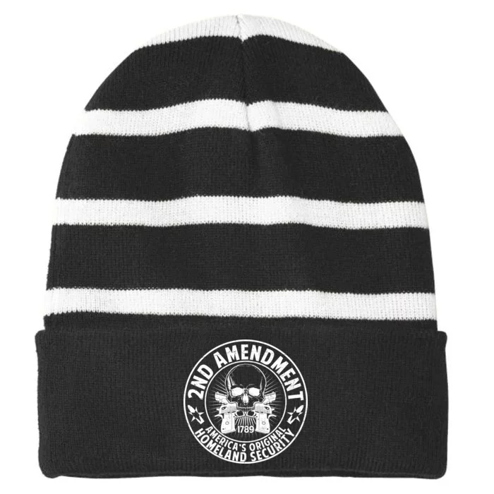 2nd Amendment America's Original Homeland Security Striped Beanie with Solid Band