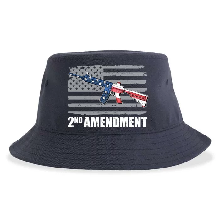 2nd Amendment Distressed American Flag Sustainable Bucket Hat