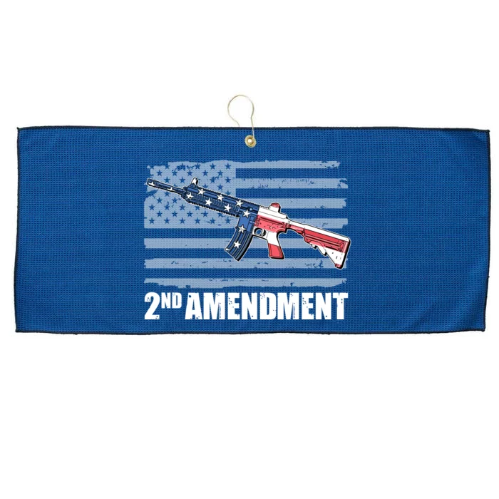 2nd Amendment Distressed American Flag Large Microfiber Waffle Golf Towel