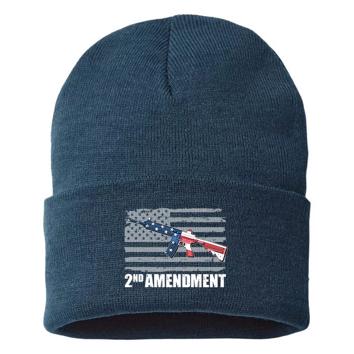 2nd Amendment Distressed American Flag Sustainable Knit Beanie