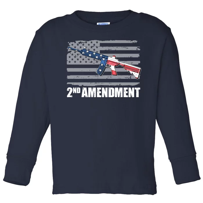 2nd Amendment Distressed American Flag Toddler Long Sleeve Shirt