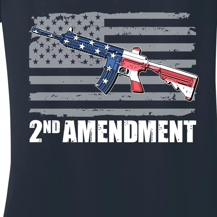 2nd Amendment Distressed American Flag Women's V-Neck T-Shirt