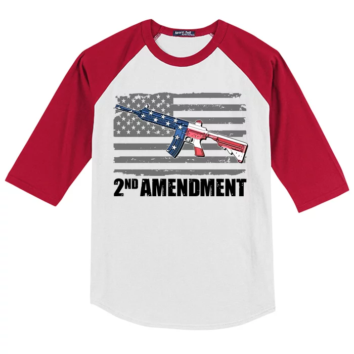 2nd Amendment Distressed American Flag Kids Colorblock Raglan Jersey