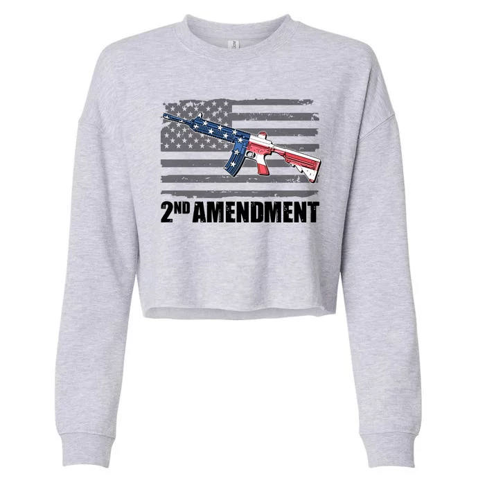 2nd Amendment Distressed American Flag Cropped Pullover Crew