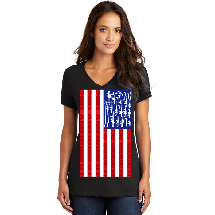 2nd Amendment Flag Women's V-Neck T-Shirt