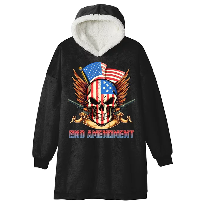 2nd Amendment USA Patriotic Skull Hooded Wearable Blanket