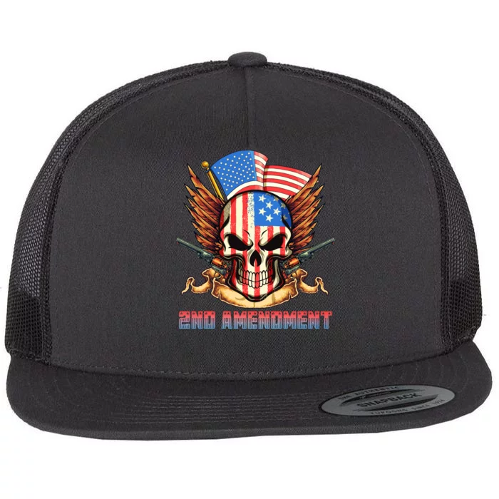 2nd Amendment USA Patriotic Skull Flat Bill Trucker Hat